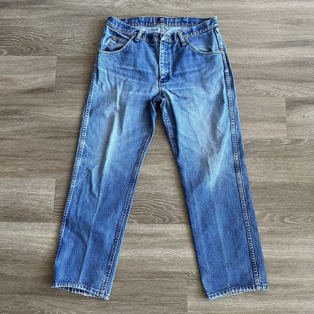 Wrangler Straight Leg Denim Jeans Blue Men's 34X32
